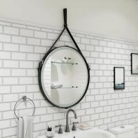 Зеркало LED Континент Millenium Black 65x65 см с ремнем черного цвета