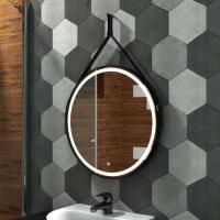 Зеркало LED Континент Millenium Black 65x65 см с ремнем черного цвета