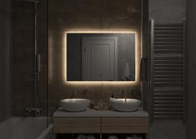 Зеркало LED Континент Trezhe 80x70 см с ореольной теплой подсветкой и Б/К сенсором