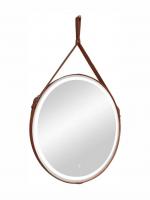 Зеркало LEDКонтинент Millenium Brown 65x65 см с ремнем коричневого цвета
