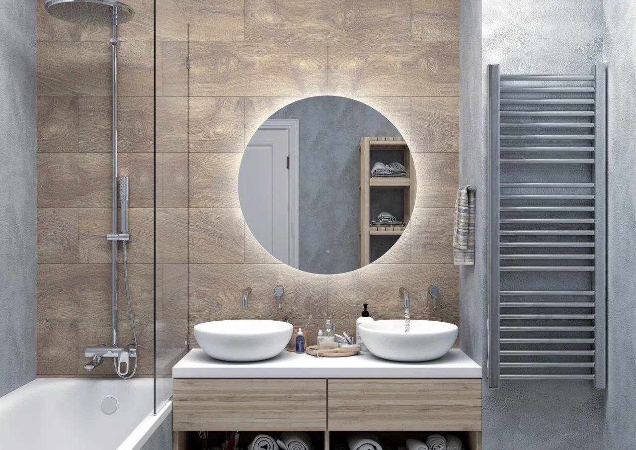 Зеркало Континент Ajour LED D600 с ореольной холодной подсветкой и сенсором на касание