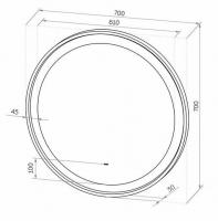 Зеркало Континент Planet Black LED D700 с ореольной холодной подсветкой и Б/К сенсором