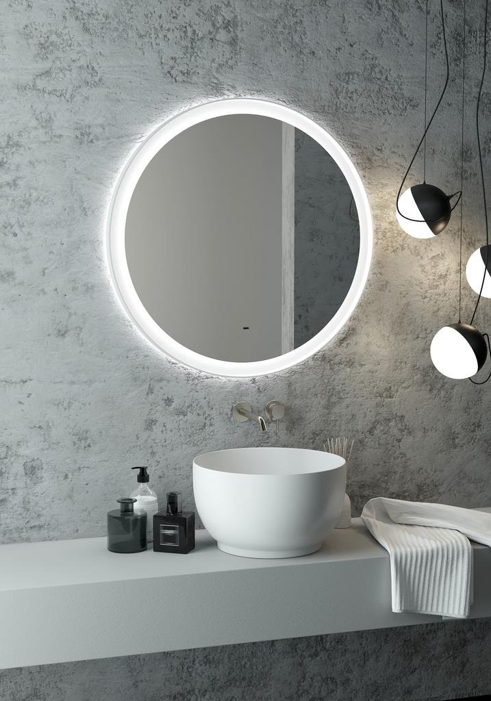 Зеркало Континент Planet White LED D600 с ореольной теплой подсветкой и Б/К сенсором